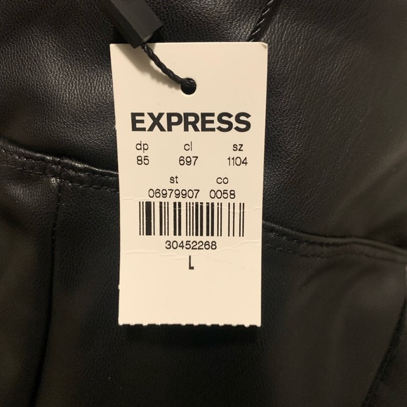 Express Super High Waisted Faux Leather Front Slit Leggings Women’s Size Large - Picture 3 of 8